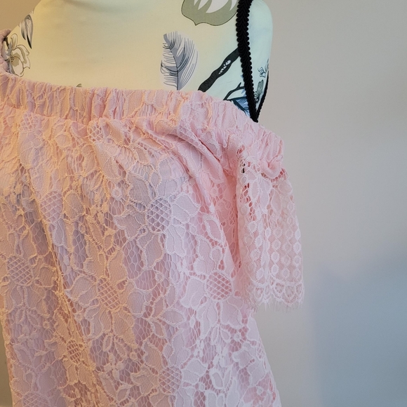 Another Story Pink Lace Off Shoulder Dress - Picture 5 of 6